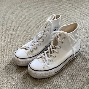 Converse white platform sneakers